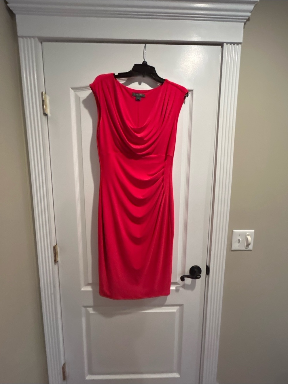 Lauren Ralph Lauren Hot Pink Cowl-Neck Midi Dress